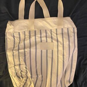 ALOHA Collection White and Blue Striped Tote